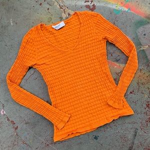 Bluegirl by Bluemarine Orange Fishnet Top
